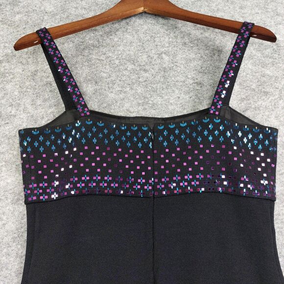 St. John Evening by Marie Gray Sz 10 Black Santana Knit Embellished Maxi Dress - Picture 9 of 14